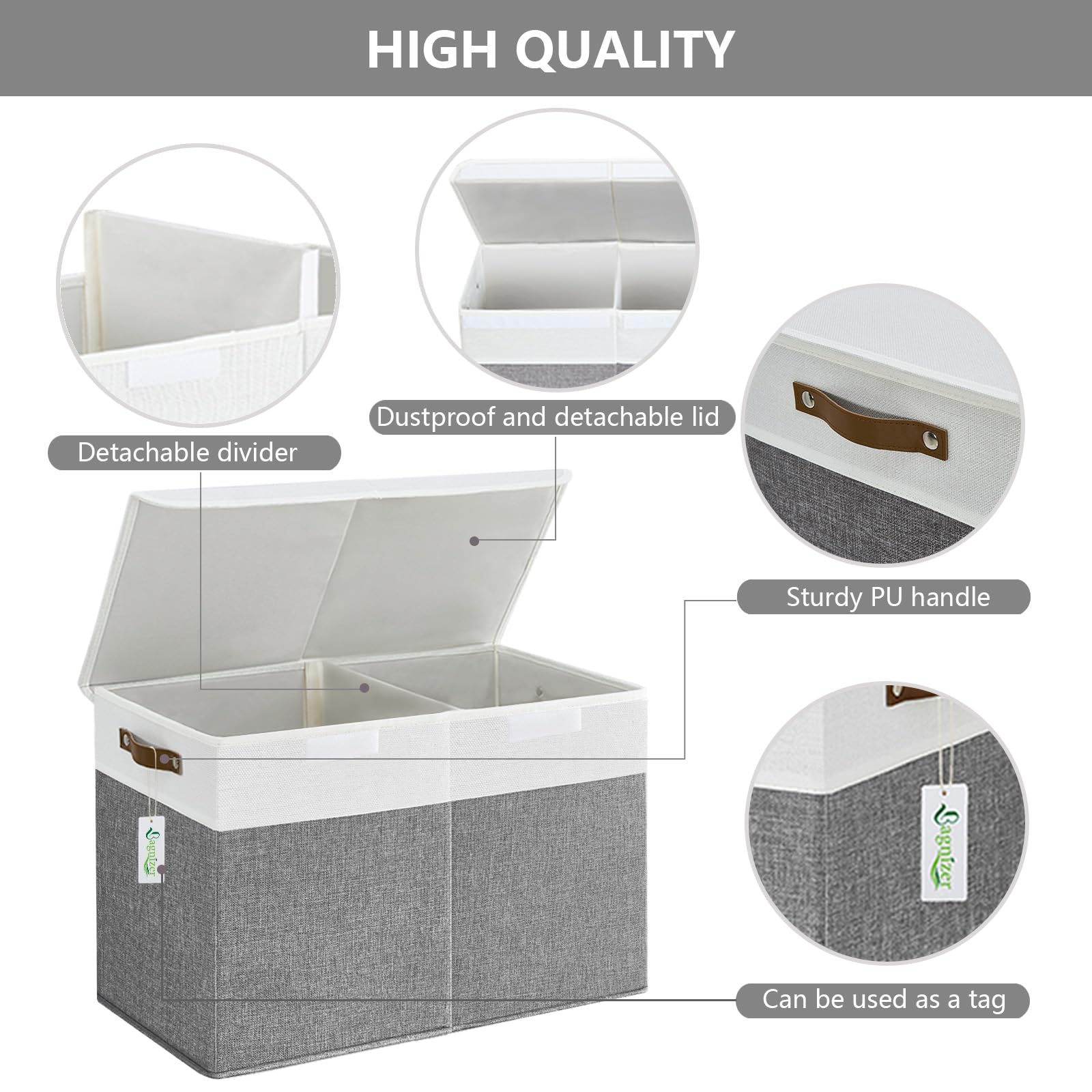 Large Toy Storage Box with Lids, Collapsible Sturdy Baby Storage Organizer Chest Bin Basket for Kids, Boys, Girls, Playroom, Nursery, Bedroom, Closet 25