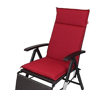 Herlag Clara Polsterauflage Hochlehner für Gartenmöbel (Rückenhalteband, Farbe rot, Füllung 100% PU Schaumstoff),