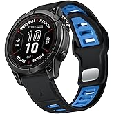 Negatta Silicone Sport Bands Designed for Fenix 8 Fenix E 47mm/Fenix 7/7 Pro/6/6 Pro/5/5 Plus, Forerunner 965/945/Approach S70/S62/S60/Epix 2 Pro 47mm, 22mm Quick Fit Strap Fit for Garmin Instinct