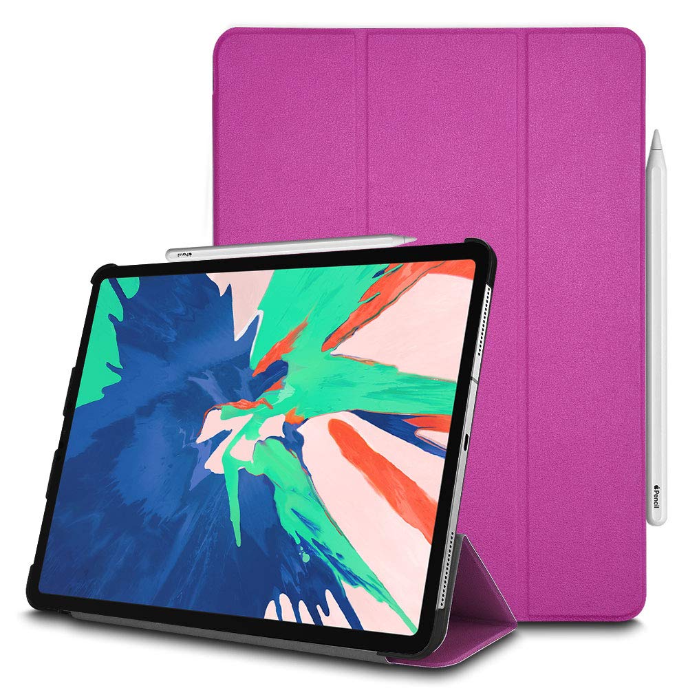 TECHGEAR Smart Case fits New Apple iPad Pro 11 2018, [Apple Pencil Compatible] Smart Case Tri-fold Stand Cover with Corner Protection [Auto Wake/Sleep] for iPad Pro 11 Inch 2018 ONLY - Purple