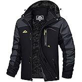 MAGCOMSEN Men's Winter Coats Water Resistant Ski Snow Jacket Warm Fleece Jacket Parka Raincoats With Hood Multi-Pockets