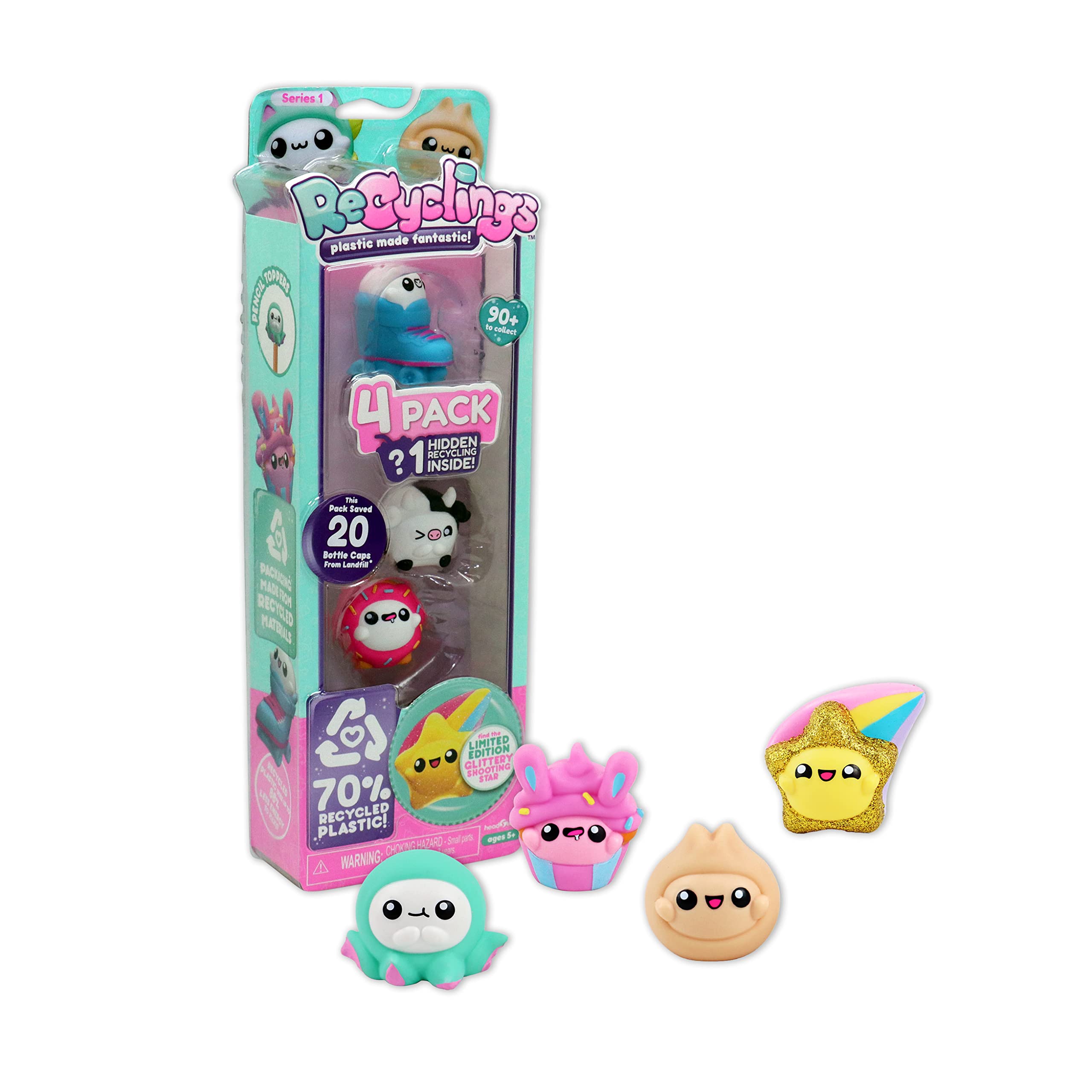 Recyclings 4 Pack | Made From 70% Recycled Plastic | Cute Eco Figures | For Ages 5+