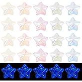 KISSITTY 50 Pcs Luminous Acrylic Star Beads Glow in The Dark Star Charms Shiny Celestial Aesthetic Bead Colorful Plastic Loose Beads for Jewelry Making Bracelet Necklace DIY Earring Craft Supplies