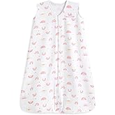 HALO Sleepsack, 100% Cotton Wearable Blanket, Swaddle Transition Sleeping Bag, TOG 0.5, Sunshine Rainbows, Large