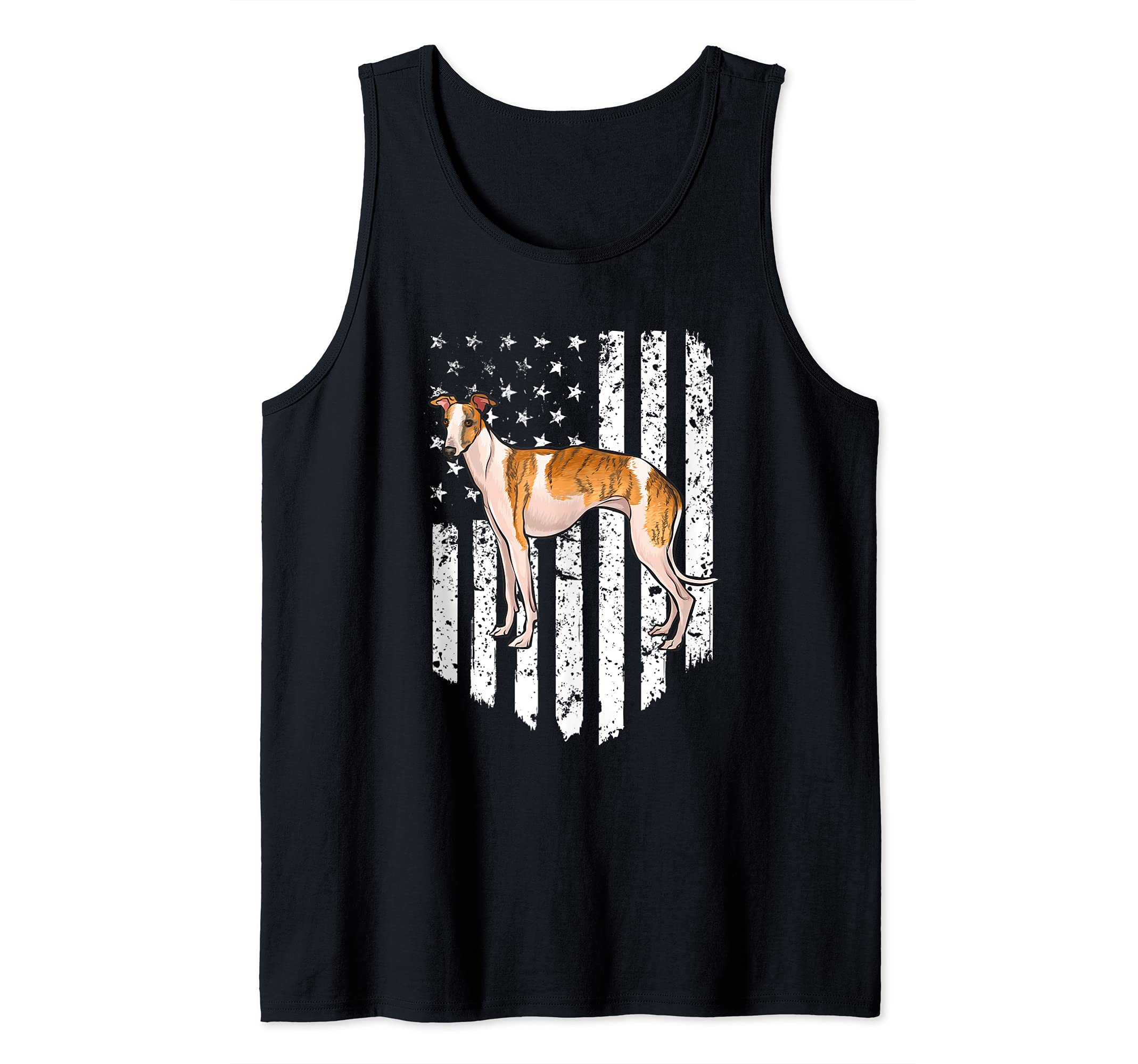 Black White American Flag Whippet 4th Of July USA Tank Top