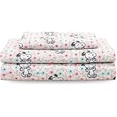Berkshire Peanuts&reg; Sheet Set, Twin Size - 3 Pieces, Peanuts&reg; Mini Snoopy Spring Floral Happy Dance Soft Grey, Cute Character Snoopy Printed Soft Microfiber Bed Sheets
