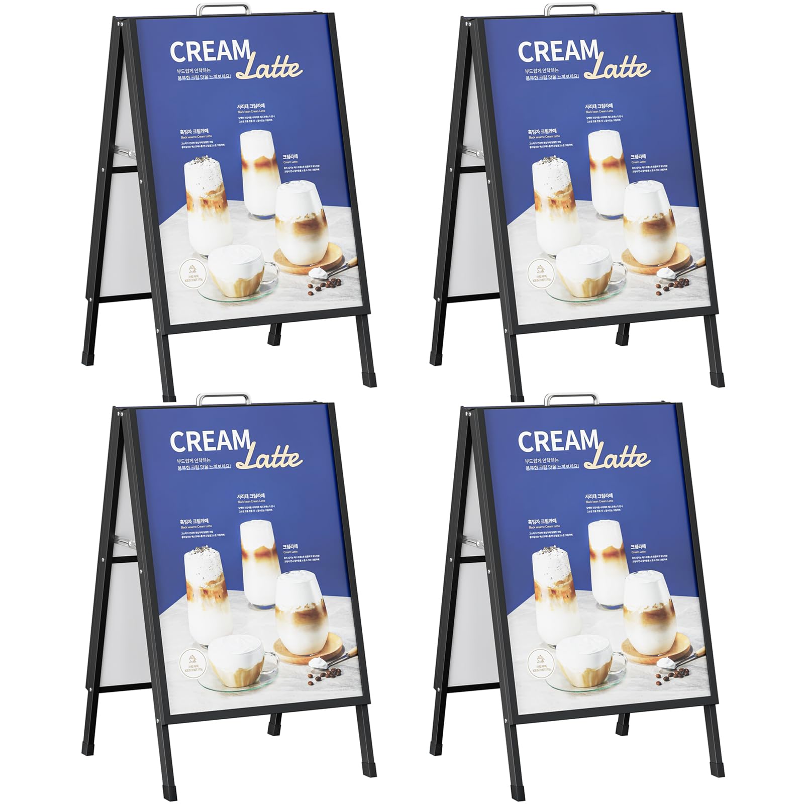 Photo 1 of **Only Two** 4 Pcs 24x36 Inch A-Frame Sidewalk Signs, Double-Sided Heavy Duty Sandwich Boards with Carry Handles, Business Folding Sign Holder for Outdoor Use, Frame Only