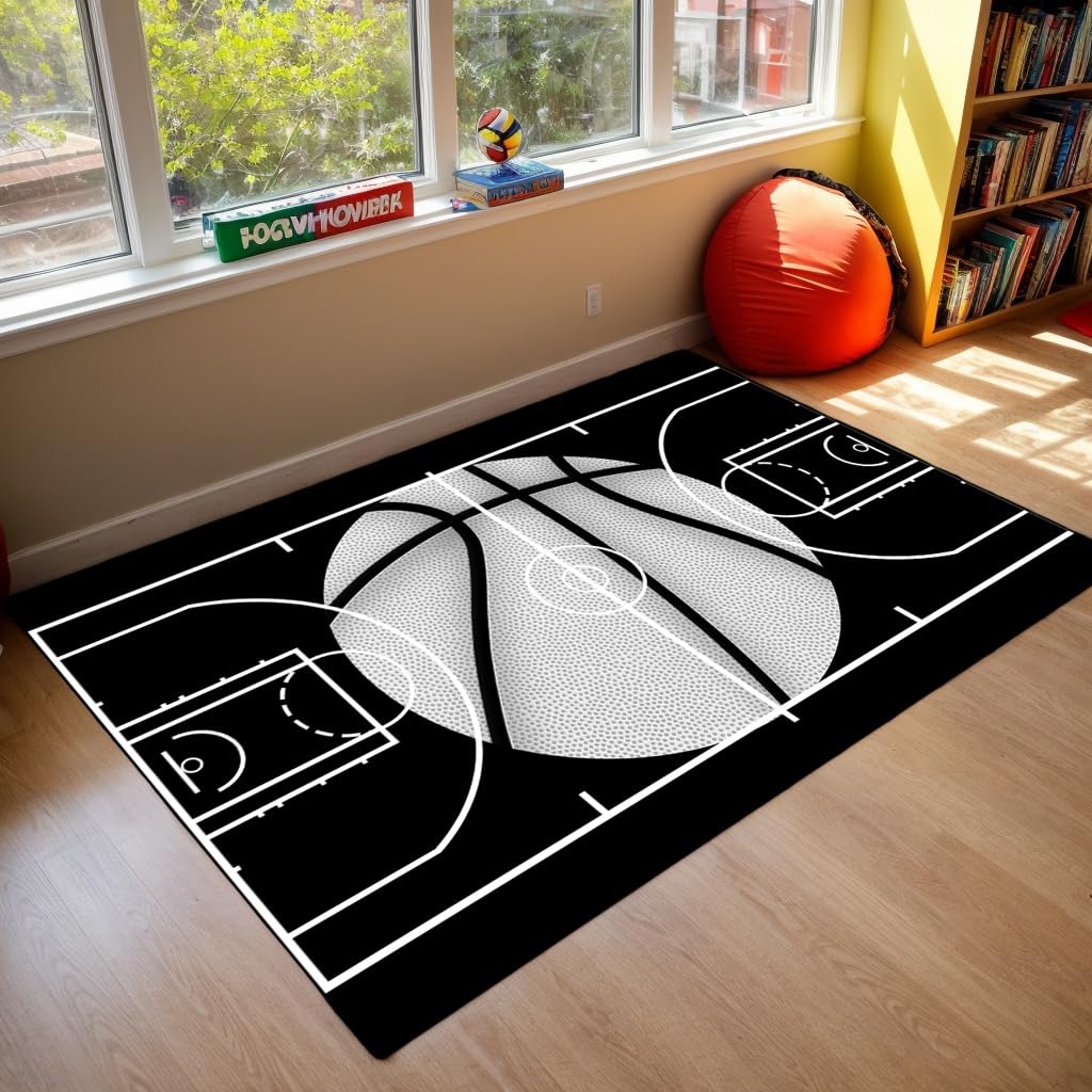 Photo 1 of FLESTFHOA Basketball Court Rug 3x5 Feet, Basketball Rug Kids Boys Room Decor
