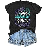 ALLTB Poor Unfortunate Souls Shirt Womens Mermaid Shirt Vacation Casual Short Sleeve Tops Birthday Magic Tops