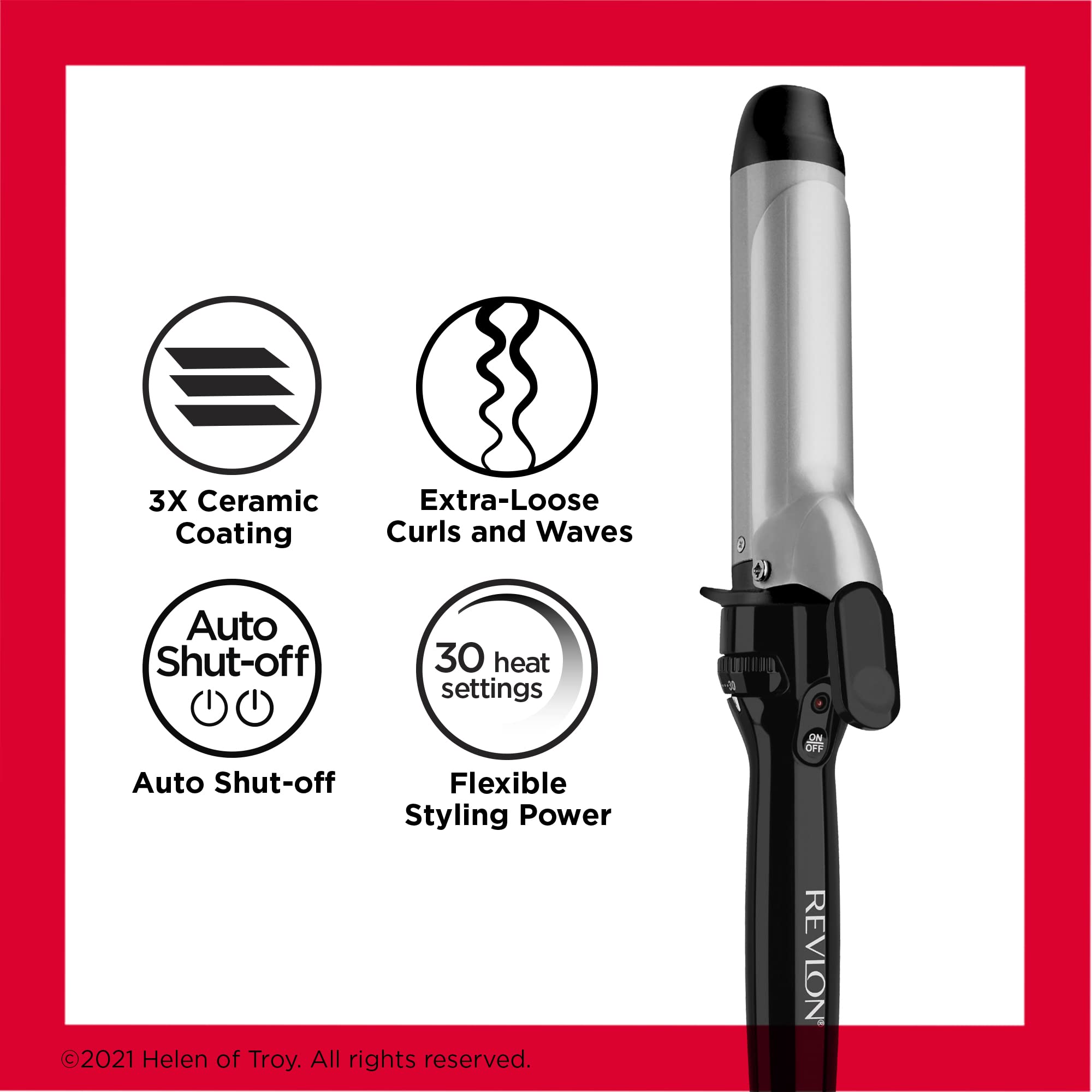 REVLON Perfect Heat Triple Ceramic Curling Iron | For Silky Smooth Loose Curls (1-1/2 in)