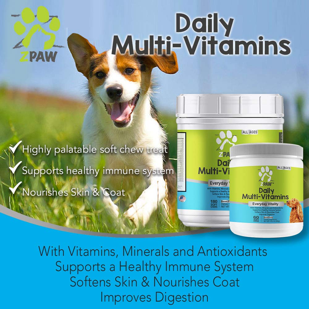 ZPAW Daily MultiVitamins and Vitamins for Dogs of All Ages Minerals