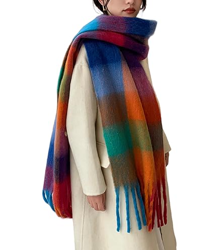 SUNDSGT Big Scarf Coloured Oversized Tassel Soft Fall Winter Thick