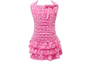 qyqkfly Polka Dot Girls Kids Bathing Suits Adjustable Swimsuits (FBA)