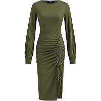 Amazon.com: CIDER Long Sleeve Dress for Women High Neck Ribbed Knit Bodycon  Ruched Midi Dress Cocktail Party Sweater Solid Dress Black : Clothing,  Shoes & Jewelry