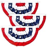 2x4 Ft American Bunting Flags Outdoor, USA Pleated Fan Flag for Outside, 4th of July Decorations Memorial Day Patriotic Flags Bunting Outdoor Indoor Decor (Set of 3)