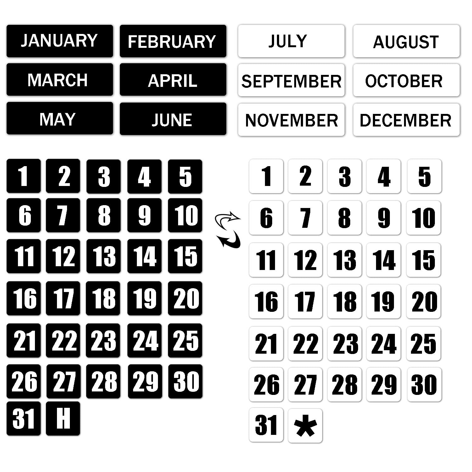 Photo 1 of 38 Pieces Double-Sided Magnetic Numbers and Months Magnetic Calendar Dates Indicators for Office Fridge for Whiteboard and Refrigerator Calendar