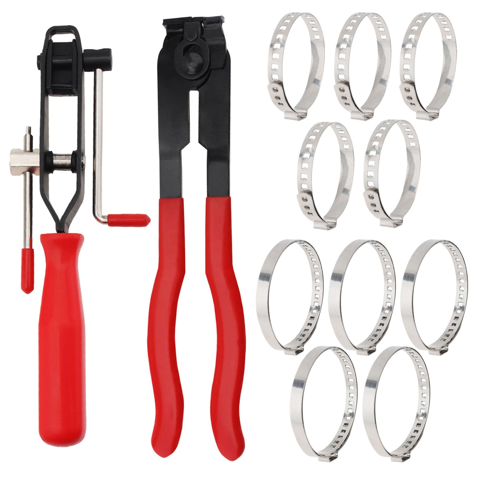 Omninmo Heavy Duty Antiskid CV Joint Boot Clamp Pliers with CV Boot Clamps Kit CV Joint Banding Tools Ear Boot Tie Pliers with 10 Crimp Bands Automotive Hose Axle Plier CV Clamp Tool for Most Cars