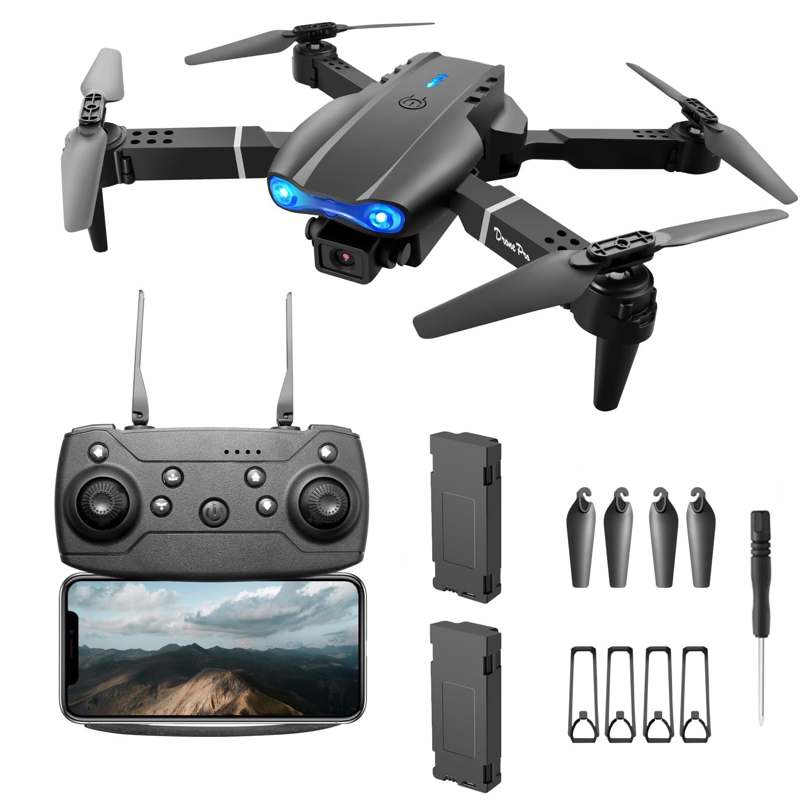 Photo 1 of 2025 Foldable Drone with 1080P Dual Camera for Adults, RC Quadcopter WiFi FPV Live Video, Altitude Hold, Beginner One Key Take Off/Land -E99