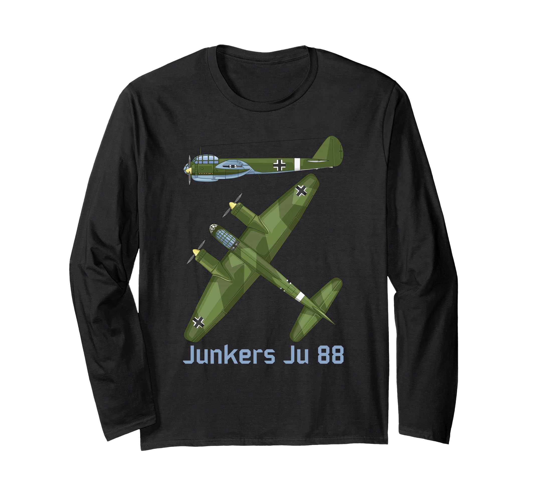 Junkers Ju 88 German WW2 Fast Bomber Plane Diagram Long Sleeve T-Shirt