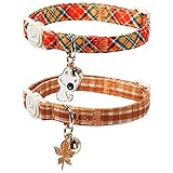 UP URARA PUP Cat Collar-2Pack Autumn Orange Plaid