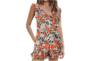 OLIVCKER 2024 One Piece Swimsuit Women Built in Bra Shorts Bathing Suits Full Coverage Ruffle Romper Swimsuits with Pockets