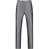 Lars Amadeus Dress Pants for Men's Classic Fit Solid Stretch Flat Front Work Business Trousers