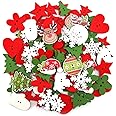 SAVITA 100Pcs Christmas Wooden Buttons, Sewing Buttons Flatback Buttons with 2 Holes for DIY Art Crafts Project, Christmas De