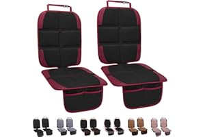 NEWFOM Car Seat Protector for Child Car Seat, 2 Pack Baby Car Seat Covers with Mesh Pockets & Non-Slip Backing 600D Durable Seat Protector Under Baby Car Seat for Car Back Seat (Burgundy)
