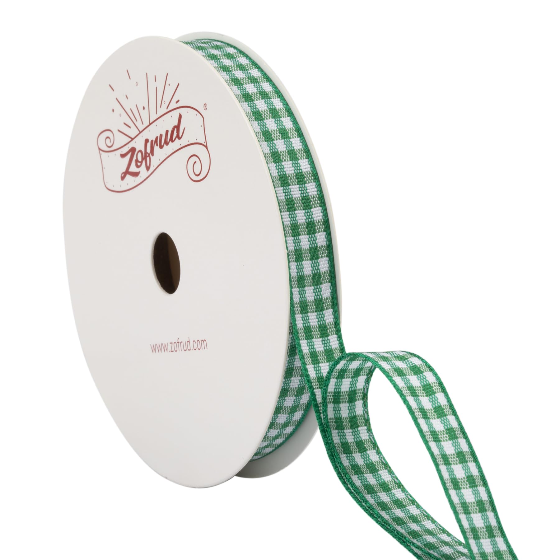 Zofrud Emerald Green Gingham Ribbon Checkered Plaid Ribbon - 9mm x 9 Meters - Ideal for Gift Wrapping, Baking Crafts, and Party Decorations