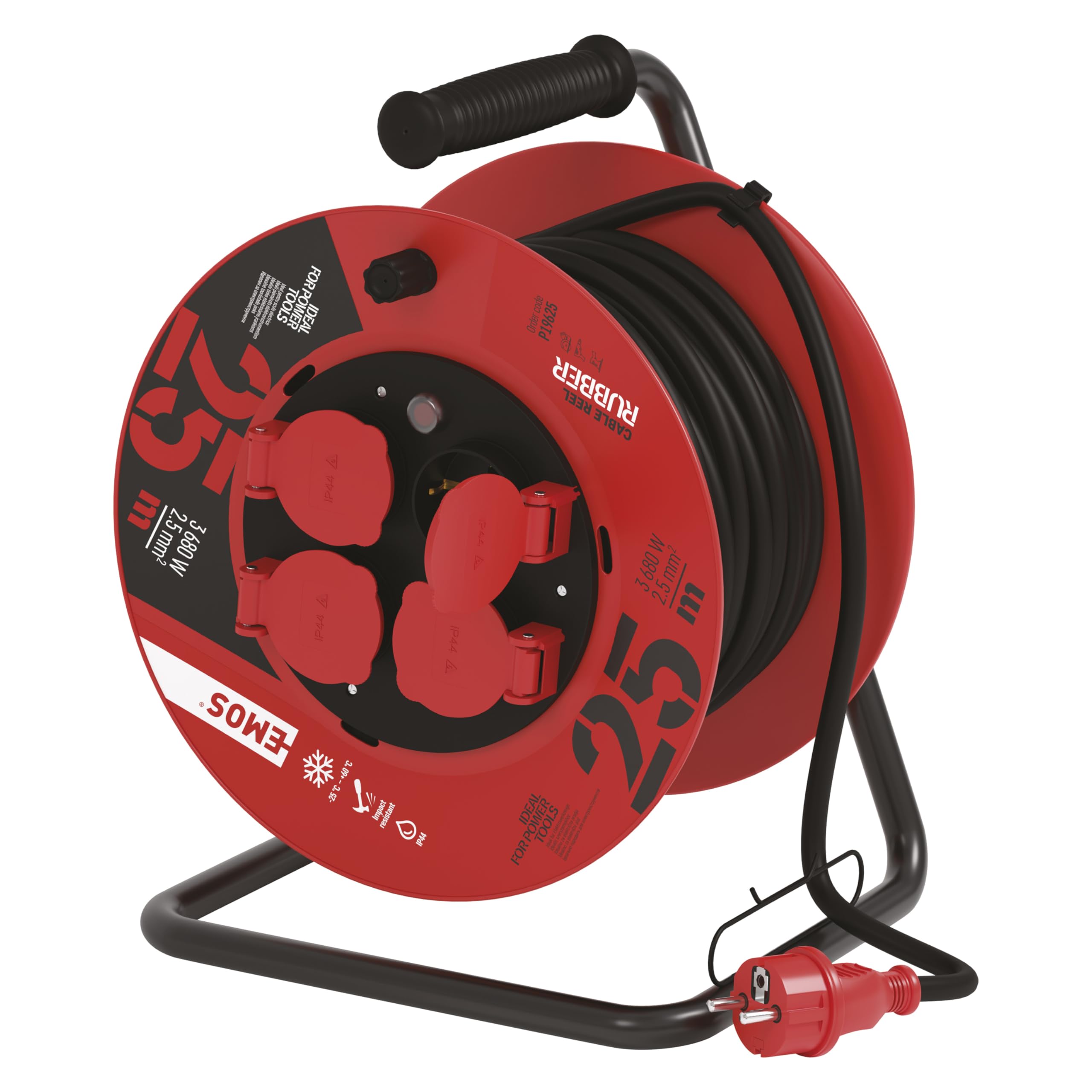 Emos Kabeltro MMEL 4-Way Plug 25 m Rubber SH 3 x 2.5, 1000116.30