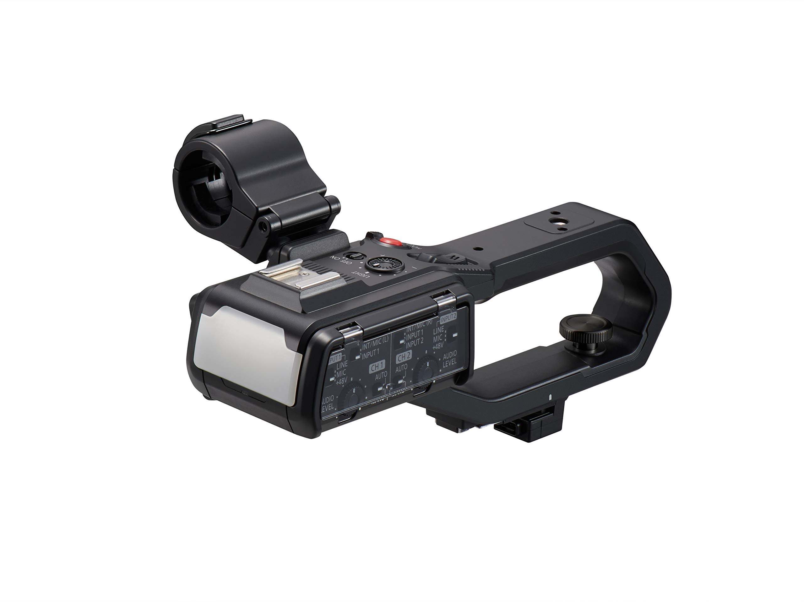 Panasonic VW-HU1E-K Camcorder Handle with Two XLR Connectors, LED Video Light, Easy to Use, Black