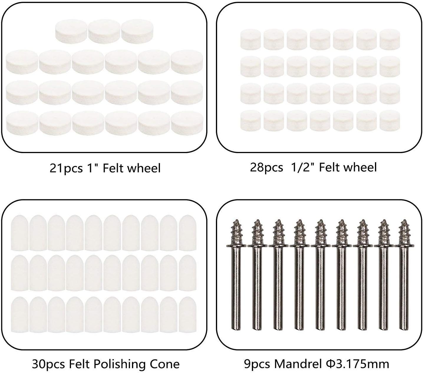 ZFE 88pcs Felt Polishing Pad & Polishing Wheel,Point & Mandrel Kit For Dremel Rotary tools - Image 4