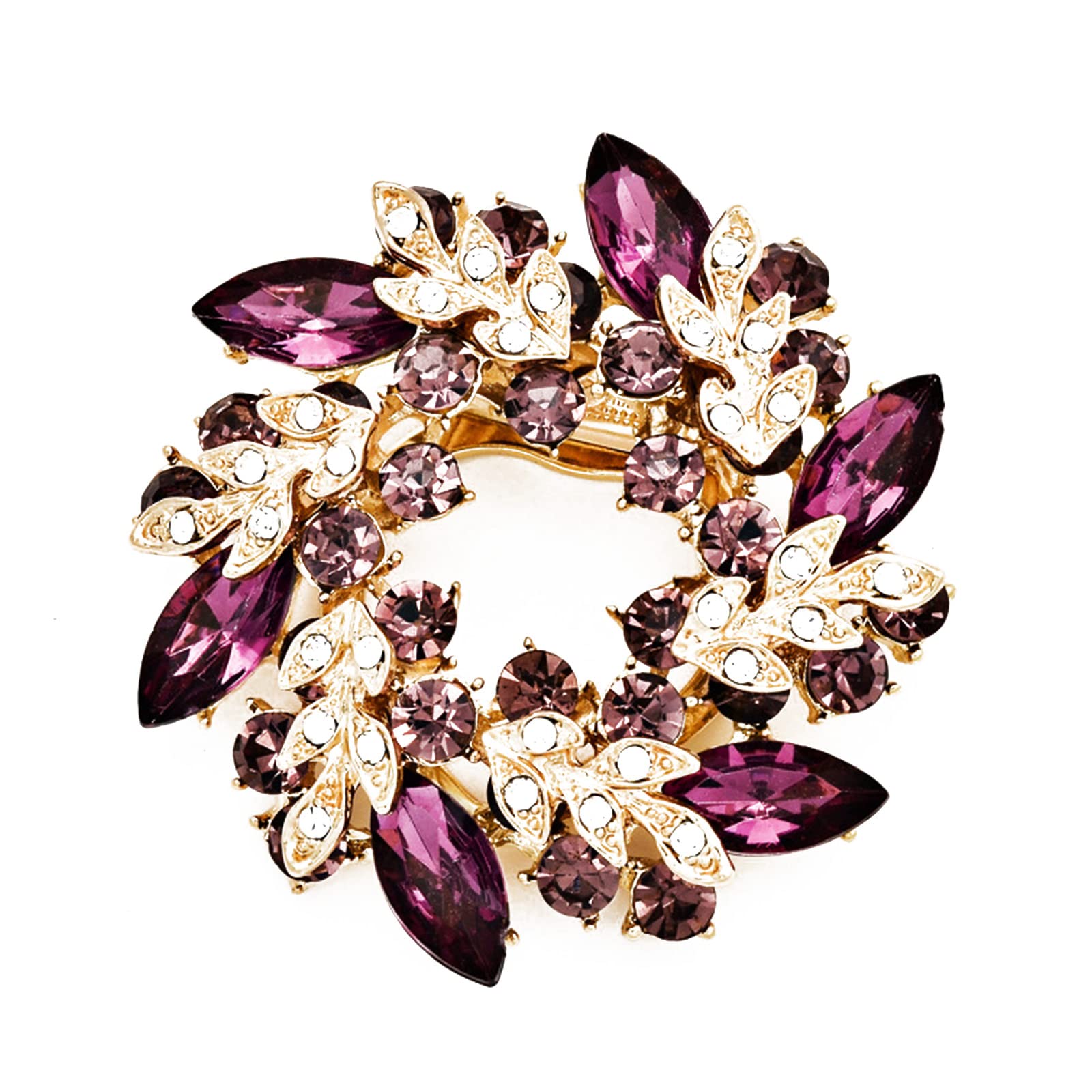 ZHSH Bling Rhinestone Flower Gold Brooch Pins for Women Fashion, Scarf Ring Buckle Clip, Handmade Costume Broach Jewelry Wedding Bouquet (A2)