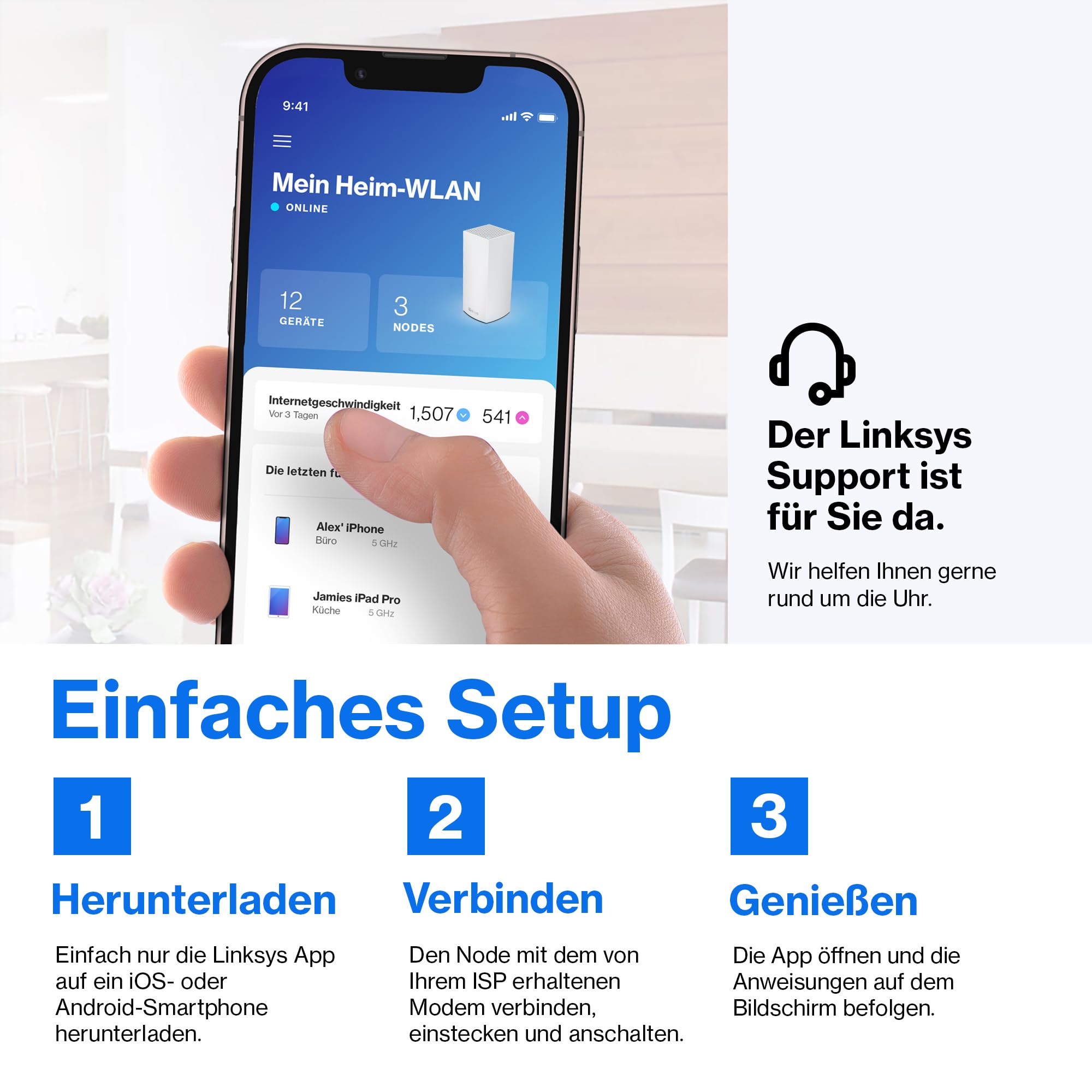 Linksys Atlas Pro 6 Velop Dual-Band Mesh WiFi 6 System (AX5400) WiFi Router with up to 500 m² Wireless Coverage, 4 Times Faster for More Than 60 Devices - Pack of 2, White