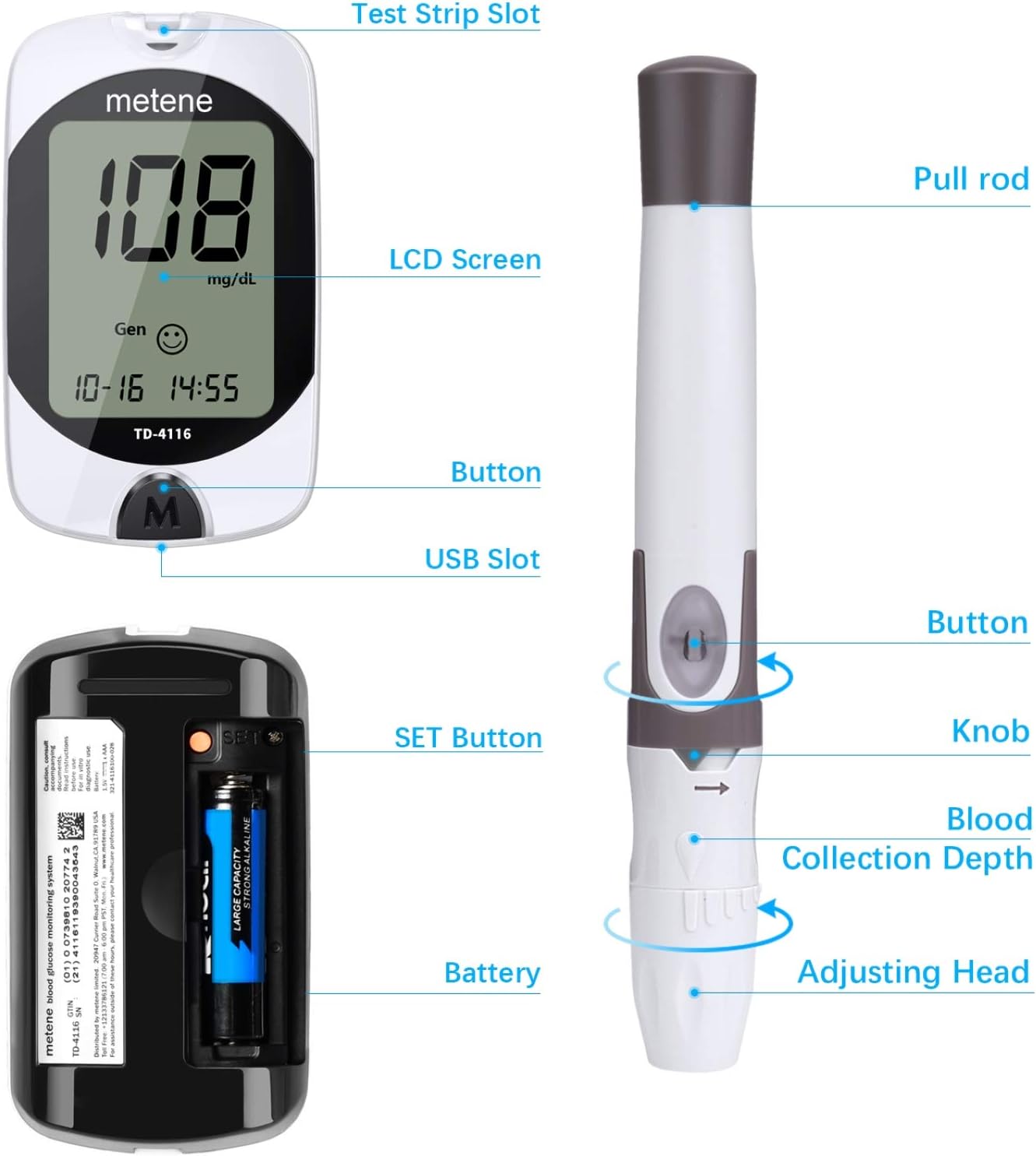 Diabetes Testing Kit, 50 Lancets, 50 Glucometer Strips, 1 Blood Glucose Meter, 1 Lancing Device, Blood Sugar Monitor Kit with Test Strips and Lancets, Sugar Machine for Diabetes, No Coding: Health & Personal Care