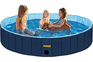 KOPEKS Outdoor Swimming Pool Bathing Tub - Portable Foldable - Ideal for Pets - XL 63" x 12",Blue,Pool-Blue-XL