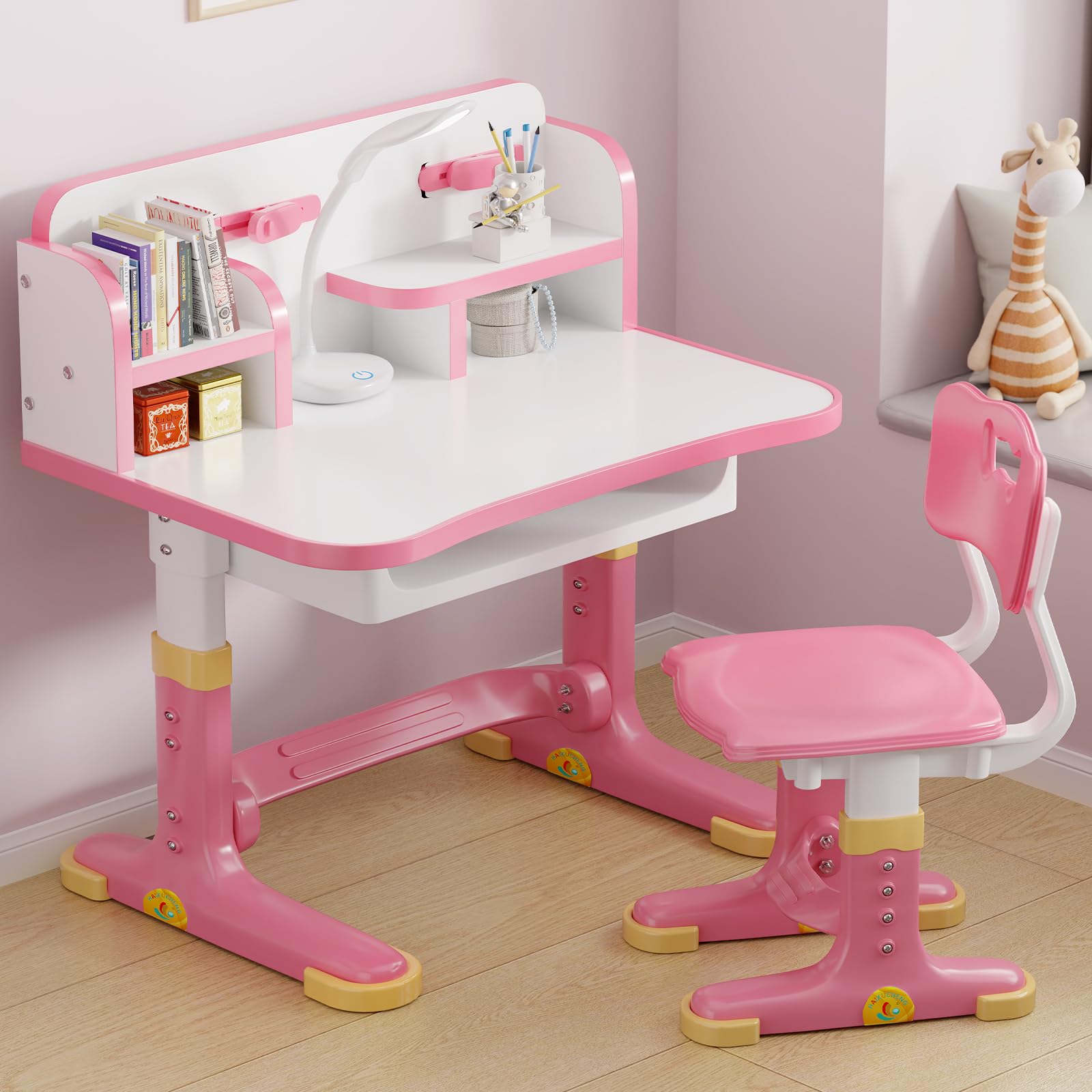 Photo 1 of ****It is used, it is missing a part and it is not known if it works 100%.****Xaperexi Kids Desk and Chair Set, Height Adjustable Child's School Study Writing Tables, Kids Desk with Bookstand and Storage Drawer, Widened Desktop with Desktop for Boys and G