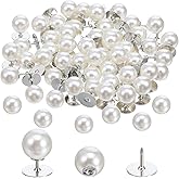 XLIUAX 50Pcs Pearl Buttons, No Need to Sew Pearl Buttons, Reusable 10mm Pearls Push Pins, Removable Brooch Pins for Shirts, Dresses, Sweaters, Suspenders DIY Crafts Bustle Clips Wedding