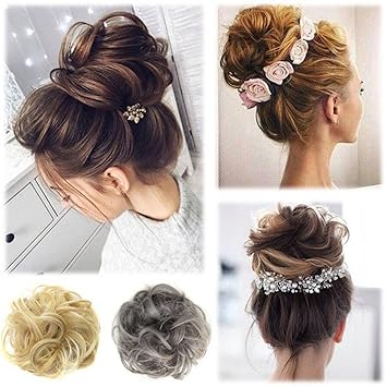 Upxiang Women S Curly Messy Bun Hairpiece Hair Wrap Scrunchie