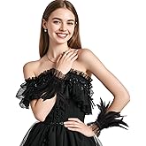THARAHT Feather Shawl for Women Shrug Collar Angel Demon Accessories Cape Halloween Carnival Party