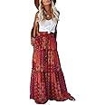 EARKOHA Womens Casual High Waist Tie Paisley Print Long Maxi Skirt with Pockets