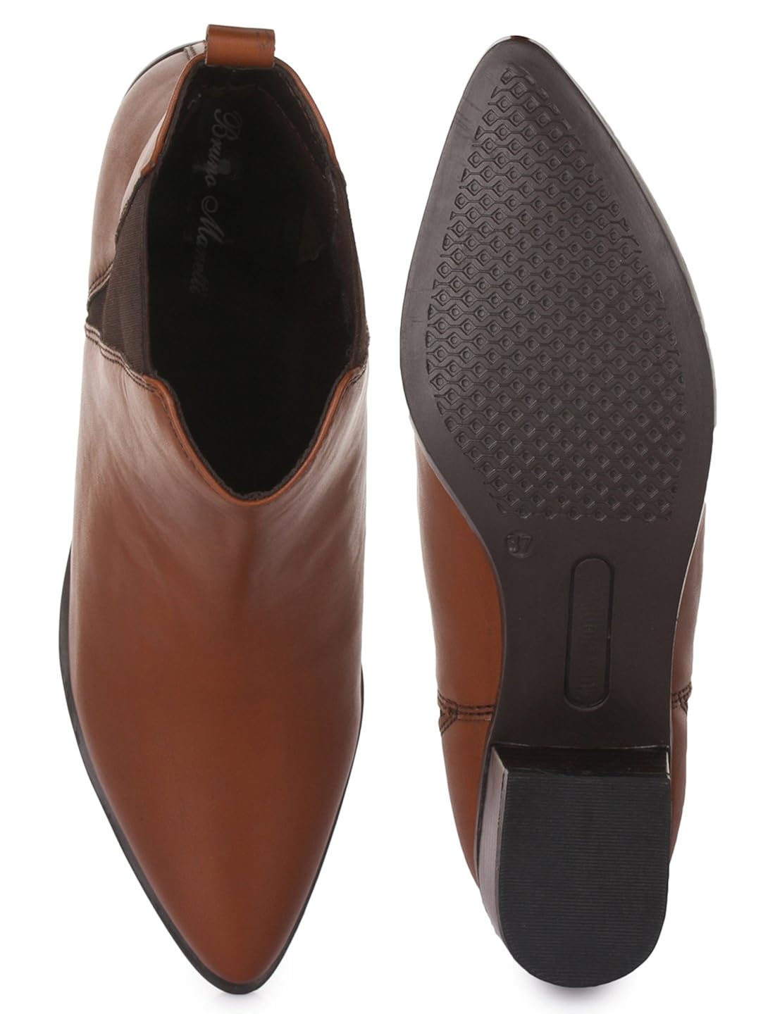 bruno manetti women (at-108) tan synthetic leather heeled boots