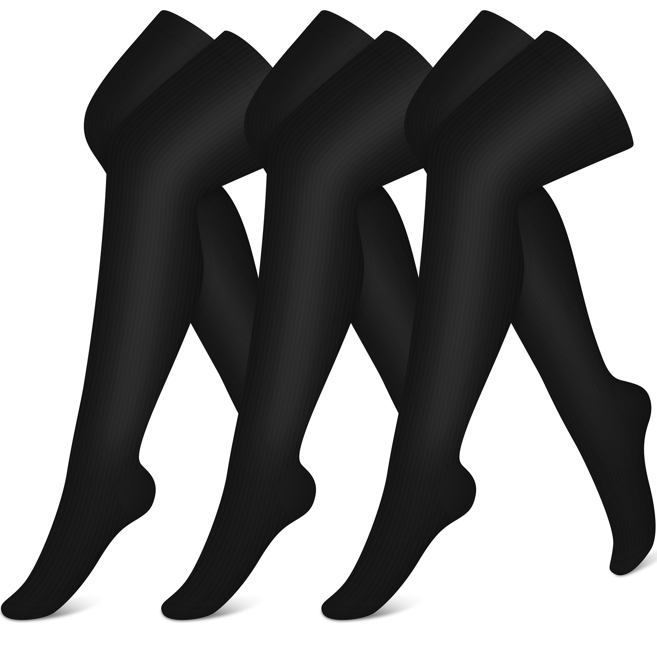 Photo 1 of CHARMKING Thigh High Compression Socks for Women & Men Circulation (3 Pairs) Over the Knee High Stocking is Best for Running, Flight Travel, Supporting, Cycling, Pregnant 15-20 mmHg (L/XL, Black)