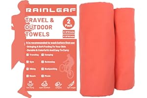 Rainleaf 2 Pack Microfiber Quick Dry Travel Towel, Super Absorbent Ultra Compact Lightweight Camping Towel for Gym, Hiking, Pool, Yoga - Brick Red