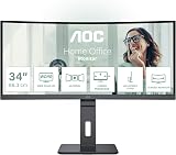 AOC CU34P3CV 34 Inch QHD Curved Monitor 100Hz VA USB-C PD 65W KVM Speakers view 2
