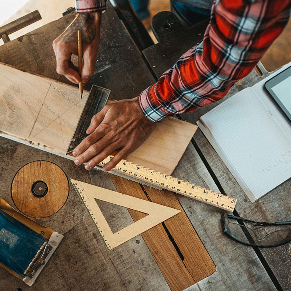 LovesTown 60 Packs Wood Rulers,2 Scale 30cm & 12inch Student Rulers Wooden School Rulers Office Ruler Measuring Ruler for Students Teachers Experiments Crafts