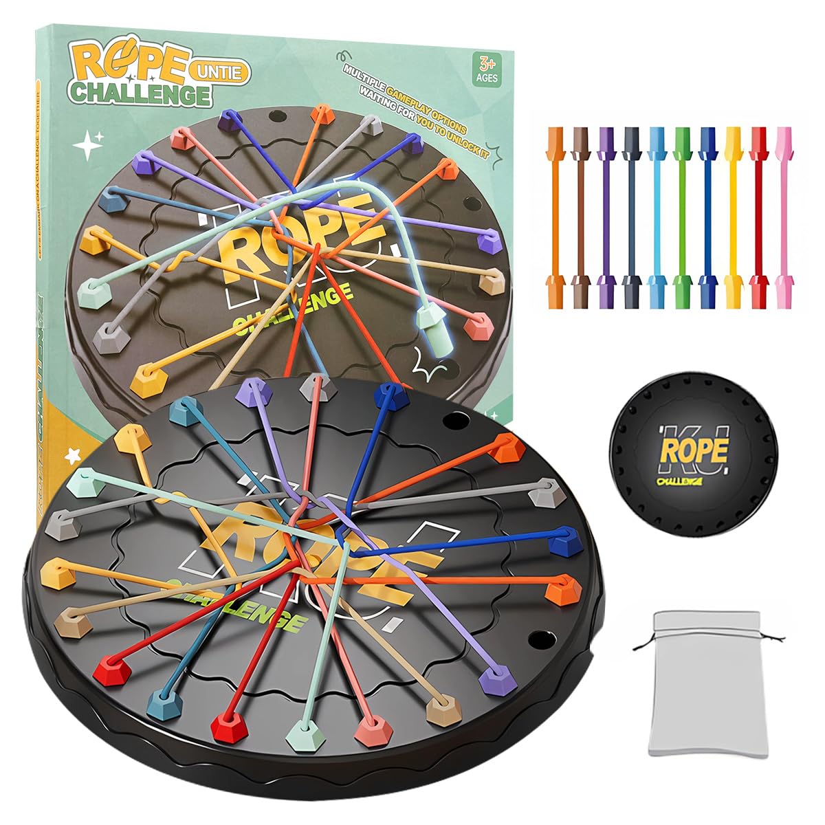 Daimeitec Rope Untangling Puzzle Game, Brainy Strategy Board Game Challenge for Kids & Adults- Multi-Level Logic Game Travel-Friendly Educational Toys