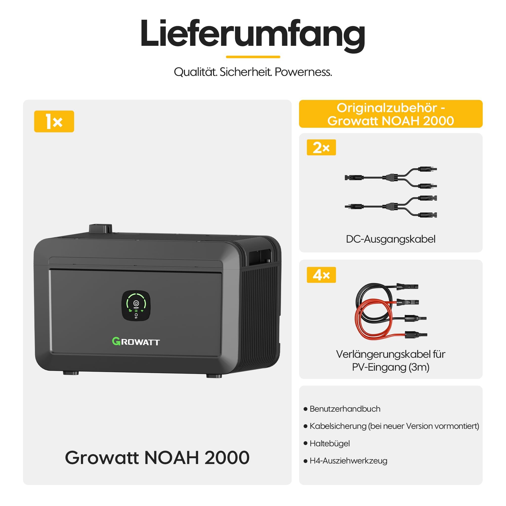 Powerness® Balkonkraftwerk Speicher Growatt NOAH 2000 Speicher 2048Wh mit 1800W PV-Eingangsleistung IP66 für Balkonkraftwerk (NOAH 2000 * 1) 8