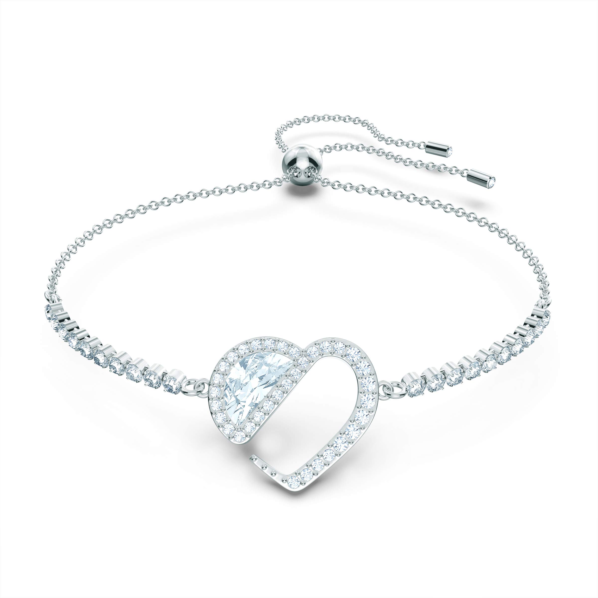 Swarovski Women's Hear Heart Bracelet, Brilliant White Crystals with Rhodium Plating, from the Amazon Exclusive Swarovski Hear Collection