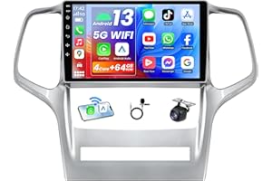 JERQRY Car Radio for Jeep Grand Cherokee 2011-2013, Upgrade 4 Core 64G 9 Inch 1280 * 800 Touchscreen Stereo Head Unit - CarPlay Android Auto 5GWiFi Bluetooth FM RDS GPS SWC Backup Camera Mic